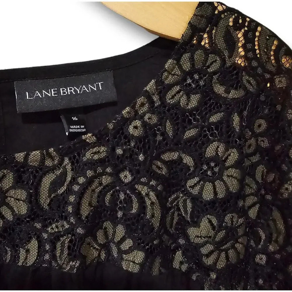 Lane Bryant women's Plus size black green lace bell long sleeves Blouse size 16 - Picture 3 of 9